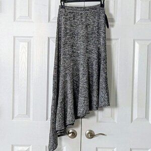SCOOP NYC Women's Rib Knit Asymmetrical Midi Skirt  Size XS  Black Gray NWT